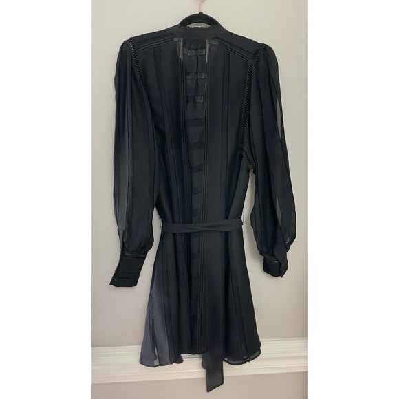 Reiss Black Sheer Long Sleeve Dress - Picture 4 of 10